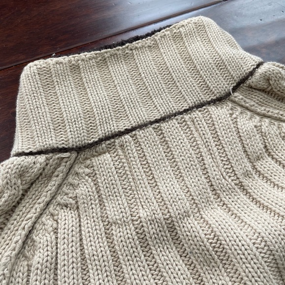 BKE Zip Front Sweater Tan and Dark Brown Accent Size Large - Picture 10 of 11